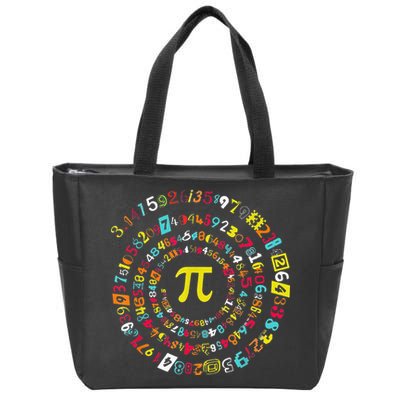 Funny Pi Day Spiral Pi Math Tee For Pi Day 3 14 Zip Tote Bag