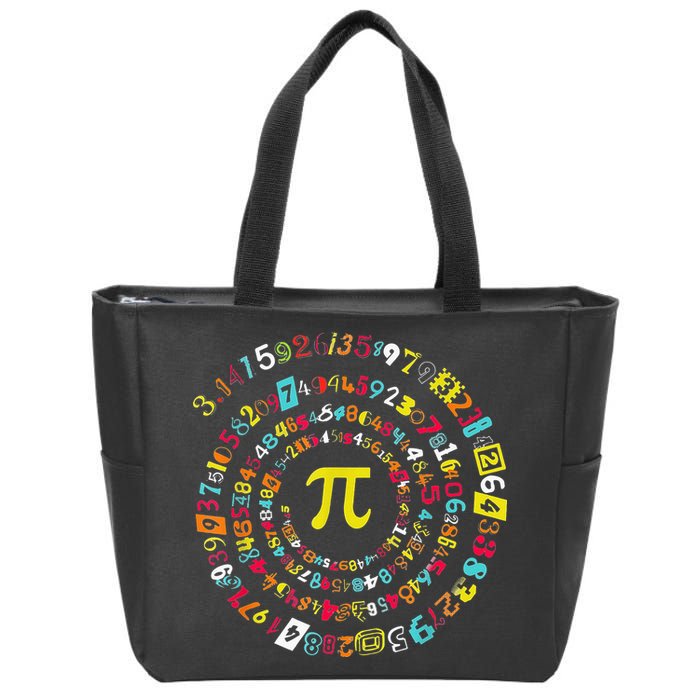 Funny Pi Day Spiral Pi Math Tee For Pi Day 3 14 Zip Tote Bag