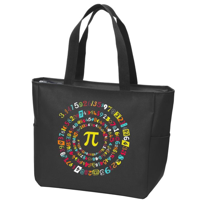 Funny Pi Day Spiral Pi Math Tee For Pi Day 3 14 Zip Tote Bag