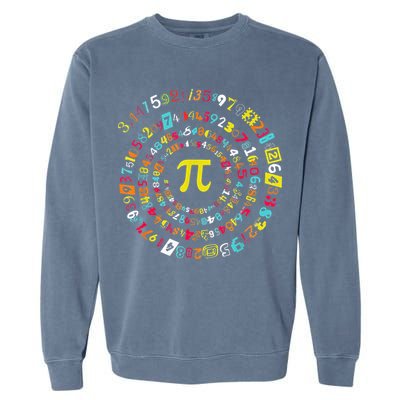 Funny Pi Day Spiral Pi Math Tee For Pi Day 3 14 Garment-Dyed Sweatshirt