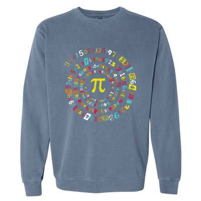 Funny Pi Day Spiral Pi Math Tee For Pi Day 3 14 Garment-Dyed Sweatshirt