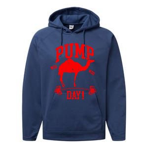 Funny Pump Day Hump Day Camel Weight Lifting Training Gym Funny Gift Performance Fleece Hoodie