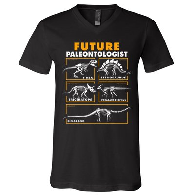Future Paleontologist Dinosaur Fossil Paleontology Kids Boys V-Neck T-Shirt