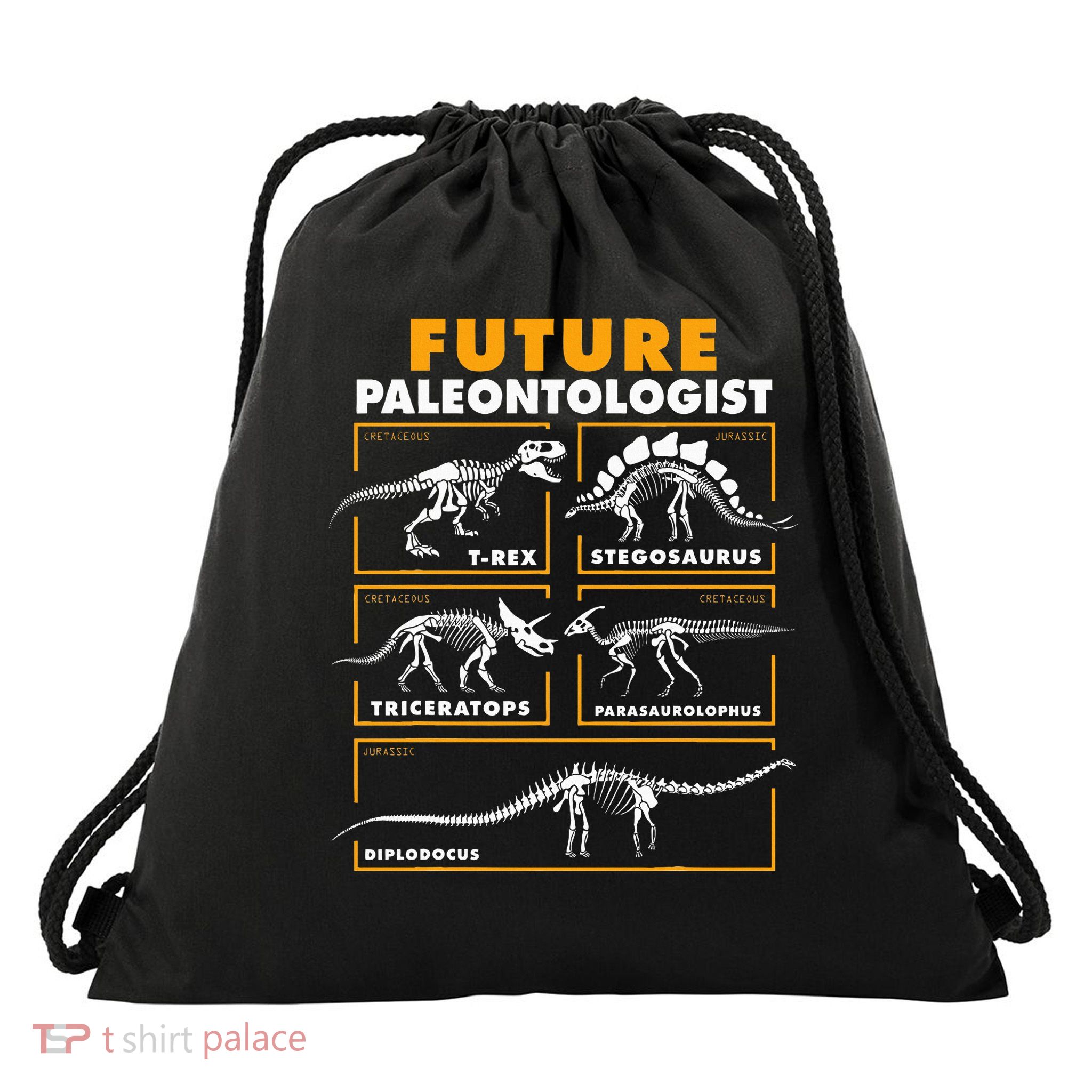 Future Paleontologist Dinosaur Fossil Paleontology Kids Boys Drawstring Bag
