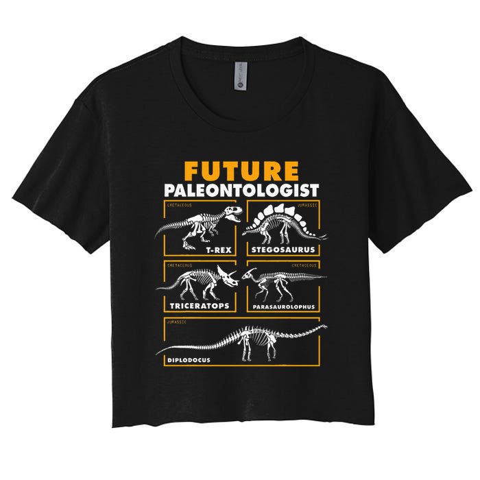 Future Paleontologist Dinosaur Fossil Paleontology Kids Boys Women's Crop Top Tee