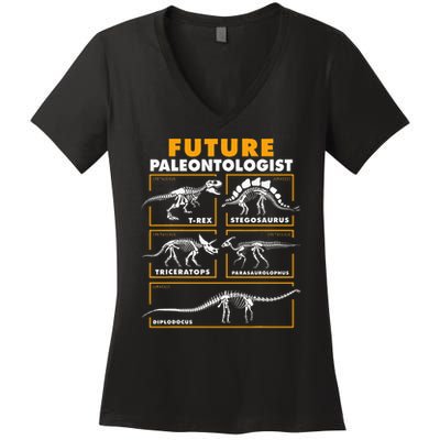 Future Paleontologist Dinosaur Fossil Paleontology Kids Boys Women's V-Neck T-Shirt