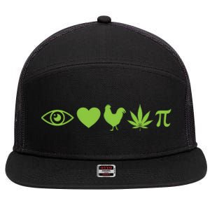 Funny Pi Day I Love Chicken Pot Pie Marijuana Math Gift Funny Gift 7 Panel Mesh Trucker Snapback Hat