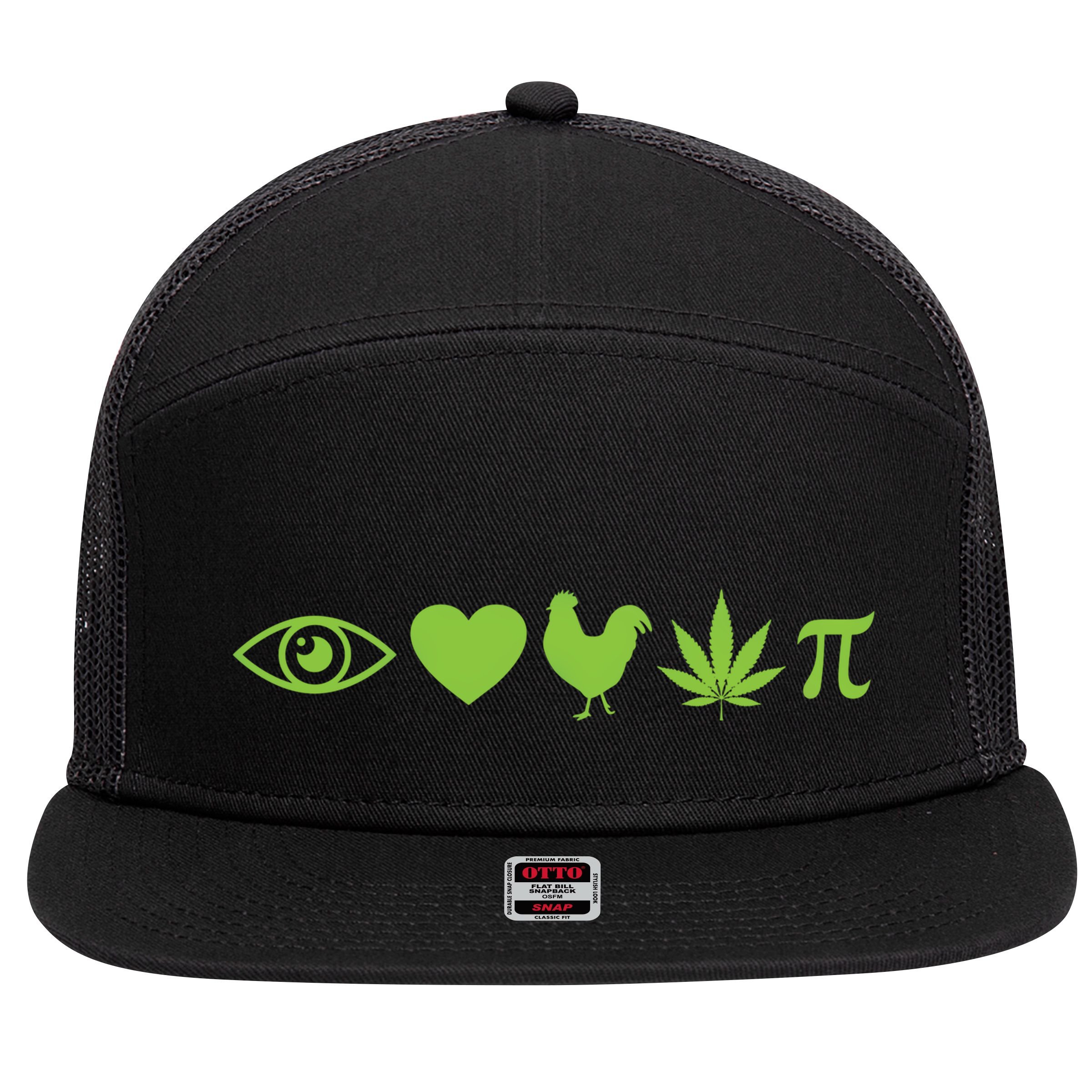 Funny Pi Day I Love Chicken Pot Pie Marijuana Math Gift Funny Gift 7 Panel Mesh Trucker Snapback Hat