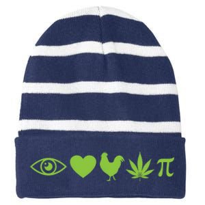 Funny Pi Day I Love Chicken Pot Pie Marijuana Math Gift Funny Gift Striped Beanie with Solid Band