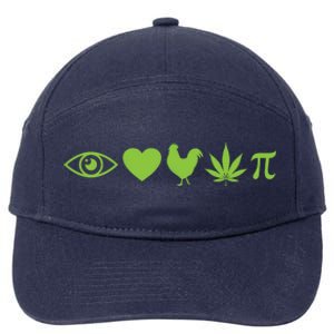 Funny Pi Day I Love Chicken Pot Pie Marijuana Math Gift Funny Gift 7-Panel Snapback Hat