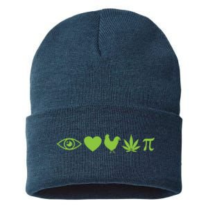 Funny Pi Day I Love Chicken Pot Pie Marijuana Math Gift Funny Gift Sustainable Knit Beanie