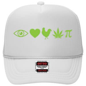 Funny Pi Day I Love Chicken Pot Pie Marijuana Math Gift Funny Gift High Crown Mesh Back Trucker Hat