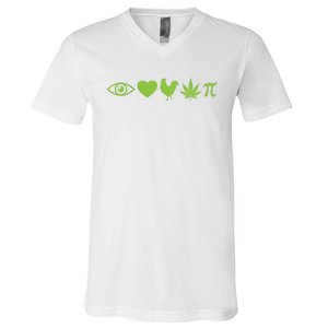 Funny Pi Day I Love Chicken Pot Pie Marijuana Math Gift Funny Gift V-Neck T-Shirt