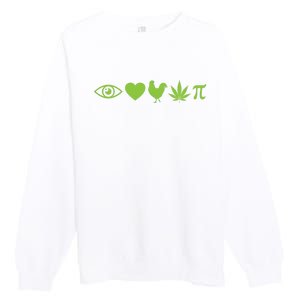 Funny Pi Day I Love Chicken Pot Pie Marijuana Math Gift Funny Gift Premium Crewneck Sweatshirt