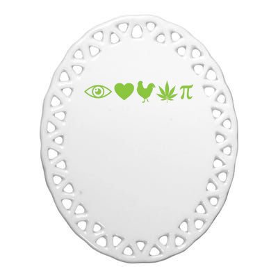 Funny Pi Day I Love Chicken Pot Pie Marijuana Math Gift Funny Gift Ceramic Oval Ornament