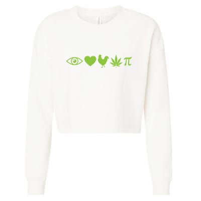 Funny Pi Day I Love Chicken Pot Pie Marijuana Math Gift Funny Gift Cropped Pullover Crew