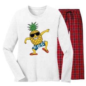 Funny Pineapple Dance Tropical And Playful Design Women's Long Sleeve Flannel Pajama Set 