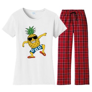 Funny Pineapple Dance Tropical And Playful Design Women's Flannel Pajama Set