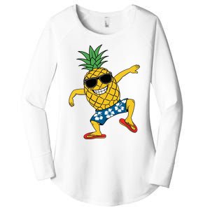 Funny Pineapple Dance Tropical And Playful Design Women's Perfect Tri Tunic Long Sleeve Shirt