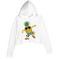 Funny Pineapple Dance Tropical And Playful Design Crop Fleece Hoodie