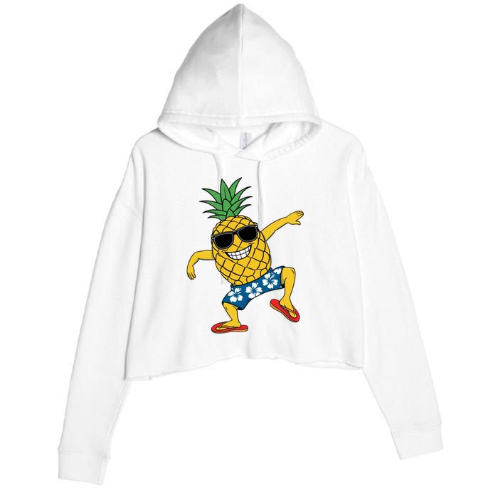 Funny Pineapple Dance Tropical And Playful Design Crop Fleece Hoodie