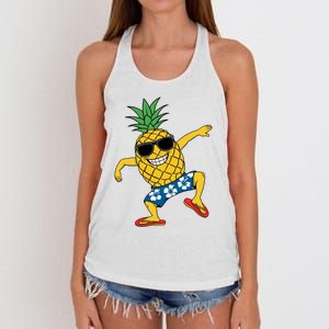 Funny Pineapple Dance Tropical And Playful Design Women's Knotted Racerback Tank