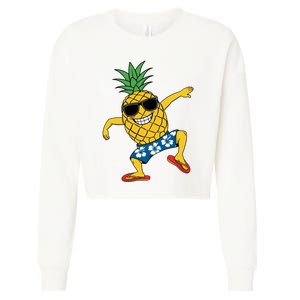 Funny Pineapple Dance Tropical And Playful Design Cropped Pullover Crew