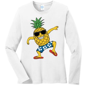 Funny Pineapple Dance Tropical And Playful Design Ladies Long Sleeve Shirt