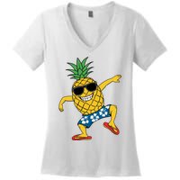 Funny Pineapple Dance Tropical And Playful Design Women's V-Neck T-Shirt