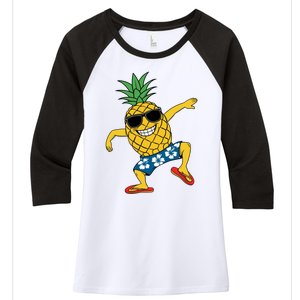 Funny Pineapple Dance Tropical And Playful Design Women's Tri-Blend 3/4-Sleeve Raglan Shirt