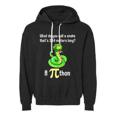 Funny Pi Day Puns Pithon Math Teacher Jokes Garment-Dyed Fleece Hoodie