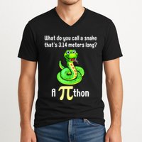 Funny Pi Day Puns Pithon Math Teacher Jokes V-Neck T-Shirt