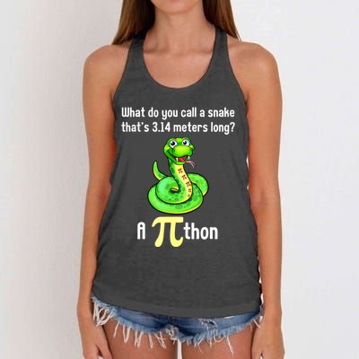Funny Pi Day Puns Pithon Math Teacher Jokes Women's Knotted Racerback Tank