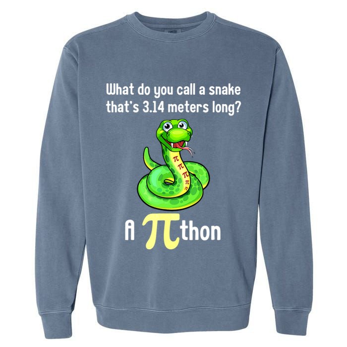 Funny Pi Day Puns Pithon Math Teacher Jokes Garment-Dyed Sweatshirt
