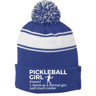 Funny Pickleball Definition Funny Gift Stripe Pom Pom Beanie