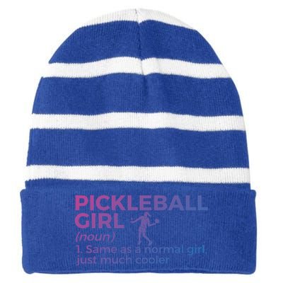 Funny Pickleball Definition Funny Gift Striped Beanie with Solid Band