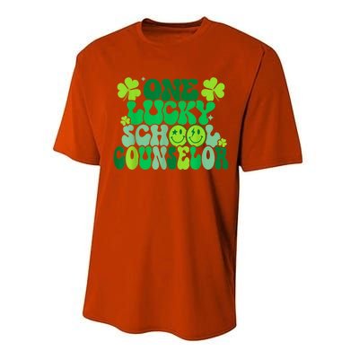 Funny Patrick's Day, Groovy Teacher One Lucky School Counselor Performance Sprint T-Shirt