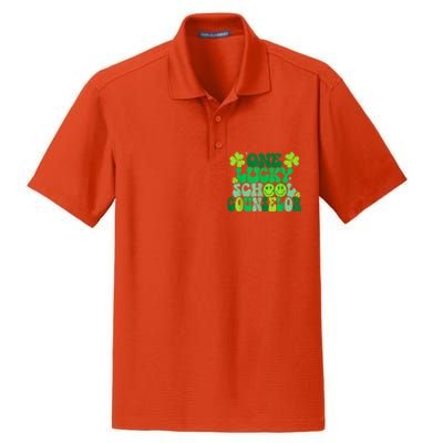 Funny Patrick's Day, Groovy Teacher One Lucky School Counselor Dry Zone Grid Polo