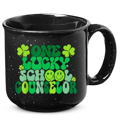 Funny Patrick's Day, Groovy Teacher One Lucky School Counselor 15oz Campfire Ceramic Mug