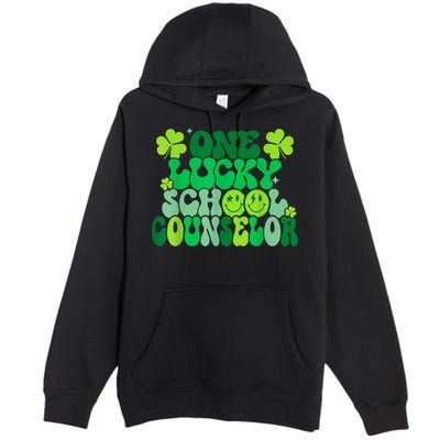Funny Patrick's Day, Groovy Teacher One Lucky School Counselor Premium Pullover Hoodie