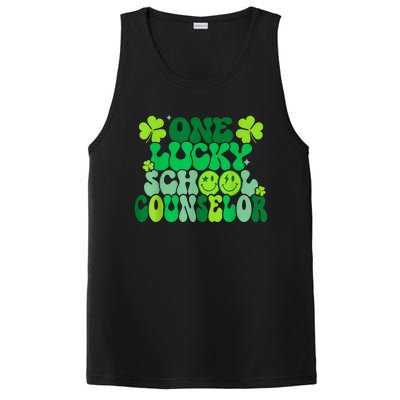 Funny Patrick's Day, Groovy Teacher One Lucky School Counselor PosiCharge Competitor Tank