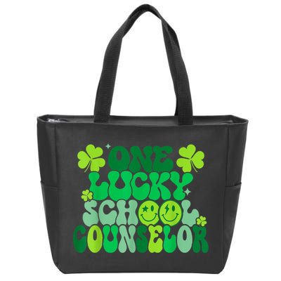 Funny Patrick's Day, Groovy Teacher One Lucky School Counselor Zip Tote Bag