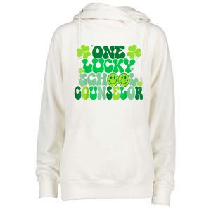 Funny Patrick's Day, Groovy Teacher One Lucky School Counselor Womens Funnel Neck Pullover Hood