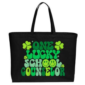 Funny Patrick's Day, Groovy Teacher One Lucky School Counselor Cotton Canvas Jumbo Tote