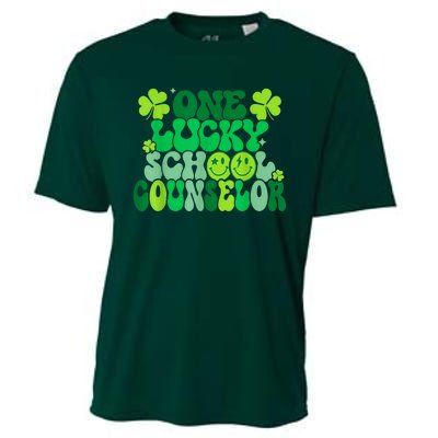 Funny Patrick's Day, Groovy Teacher One Lucky School Counselor Cooling Performance Crew T-Shirt