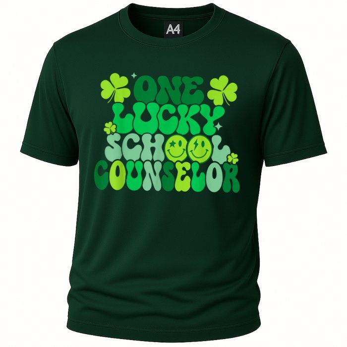 Funny Patrick's Day, Groovy Teacher One Lucky School Counselor Cooling Performance Crew T-Shirt