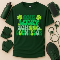 Funny Patrick's Day, Groovy Teacher One Lucky School Counselor Cooling Performance Crew T-Shirt