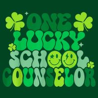 Funny Patrick's Day, Groovy Teacher One Lucky School Counselor Cooling Performance Crew T-Shirt
