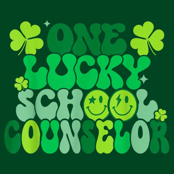 Funny Patrick's Day, Groovy Teacher One Lucky School Counselor Cooling Performance Crew T-Shirt
