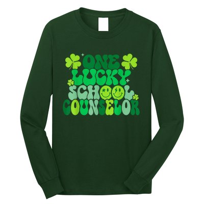 Funny Patrick's Day, Groovy Teacher One Lucky School Counselor Long Sleeve Shirt